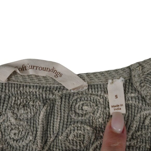 Soft Surroundings Gray Embroidered Rib Sweater Tunic Top Size‎ S - Picture 5 of 7